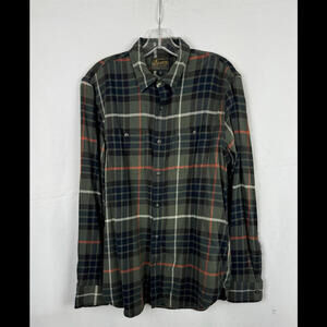 Lucky Brand Plaid Flannel Cotton Button-Up Shirt Green Shirt Size M